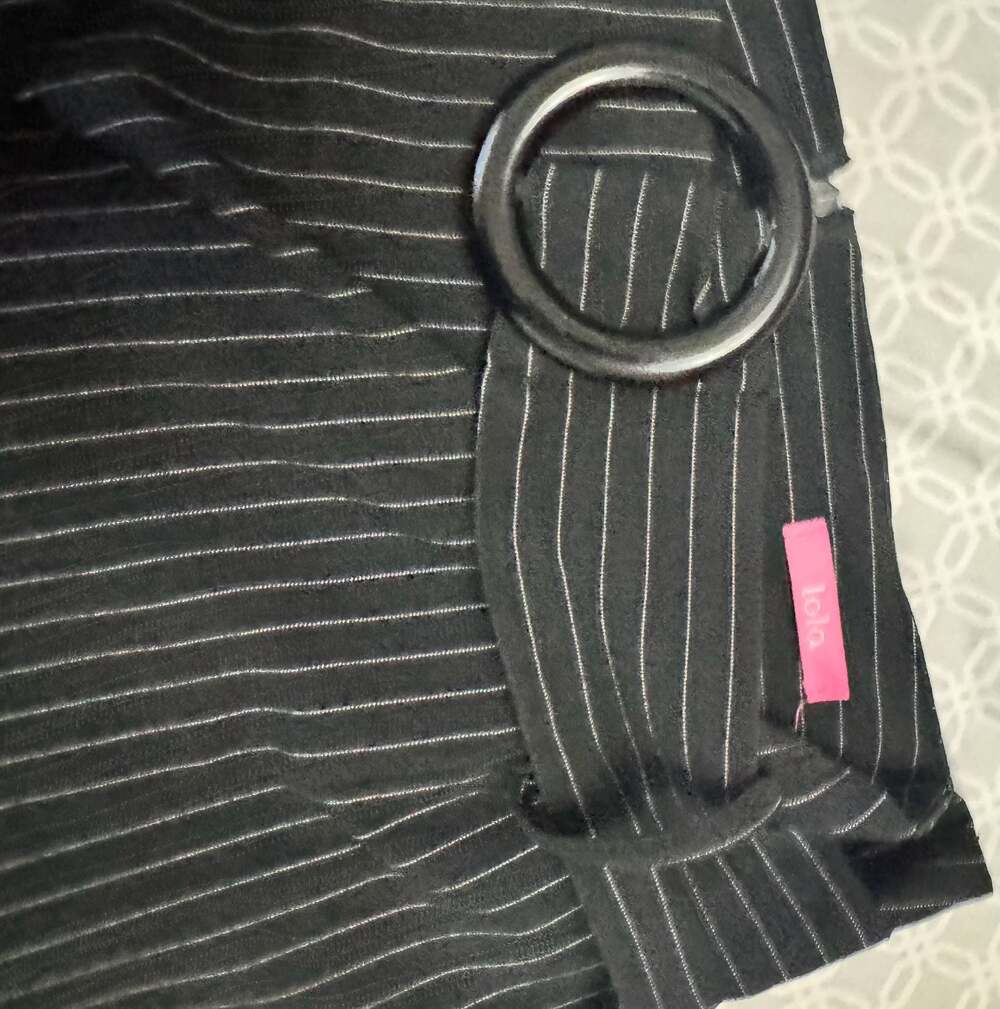 Lola Black Pinstripe High-Waisted Belted Pencil Skirt - Picture 4 of 4